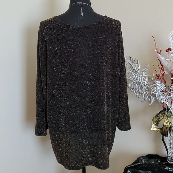 SALE Glamorous Perfect Holidays Black Sparkle Laura Plus Size Top - Picture 5 of 10